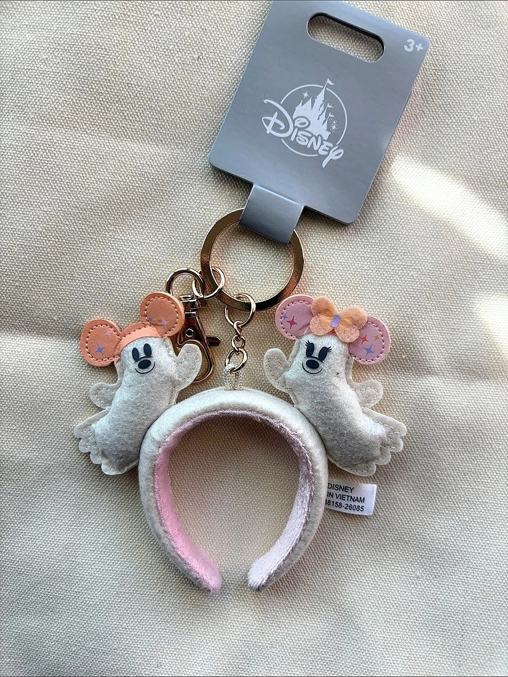 2026 Disney Parks Halloween Ghost Headband Ears Pastel Bag Clip Charm Keychain